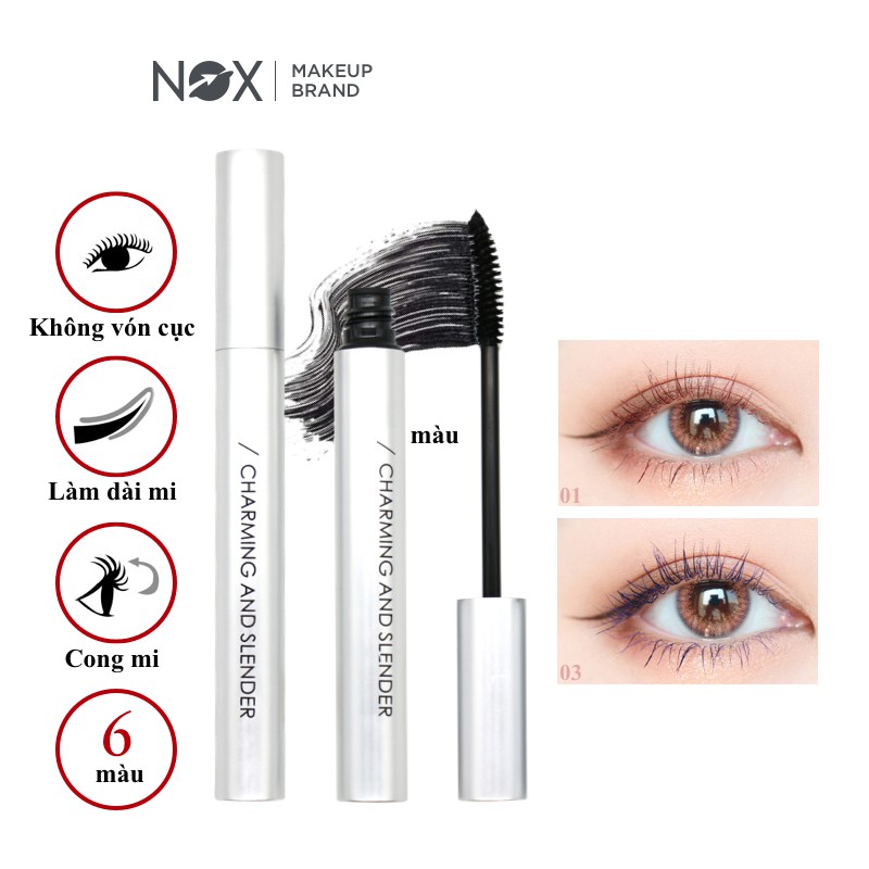 Mascara NOX chuốt mi cong và dài tự nhiên không bị lem nhiều màu tùy chọn 4g