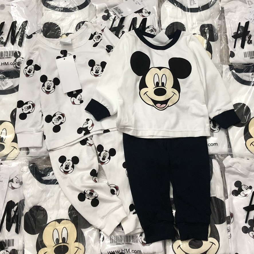 Bộ dài tay cho bé trai - Set 2 bộ dài tay mickey HM chất cotton cho bé trai size 1-6t