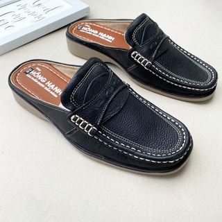 Giày sục da Hồng Hạnh da thật 100% màu đen, nâu