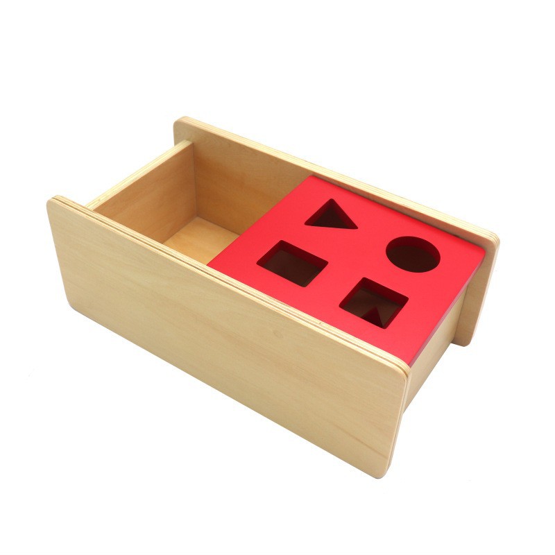 Bộ thả hình cơ bản, thả bóng len, thả xu nắp lật - GIÁO CỤ MONTESSORI 0-3 TUỔI Imbucare Box