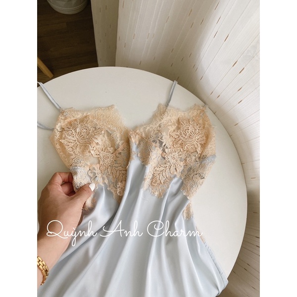 Váy ngủ lụa siêu sexy đan dây lưng ren QUẢNG CHÂU cao cấp-  hàng có sẵn tặng kèm chip xinh  SP046