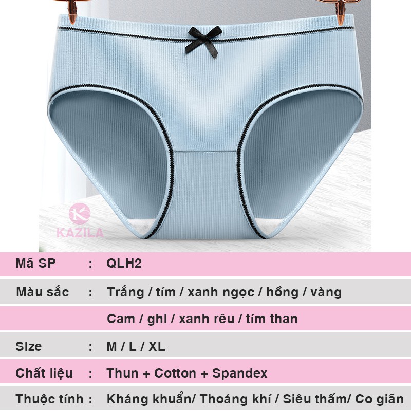 Quần lót nữ gân tăm gắn nơ dễ thương, quần chip nữ kiểu Nhật thoáng khí Kazila QLH2 | BigBuy360 - bigbuy360.vn
