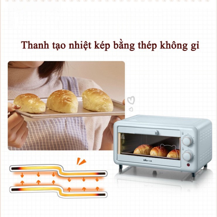 [có sẵn] Lò Nướng Bánh Mini Màu Xanh - Lò Nướng Mini Đa Năng Cho Hộ Gia Đình Nhỏ (Công Suất 800W)