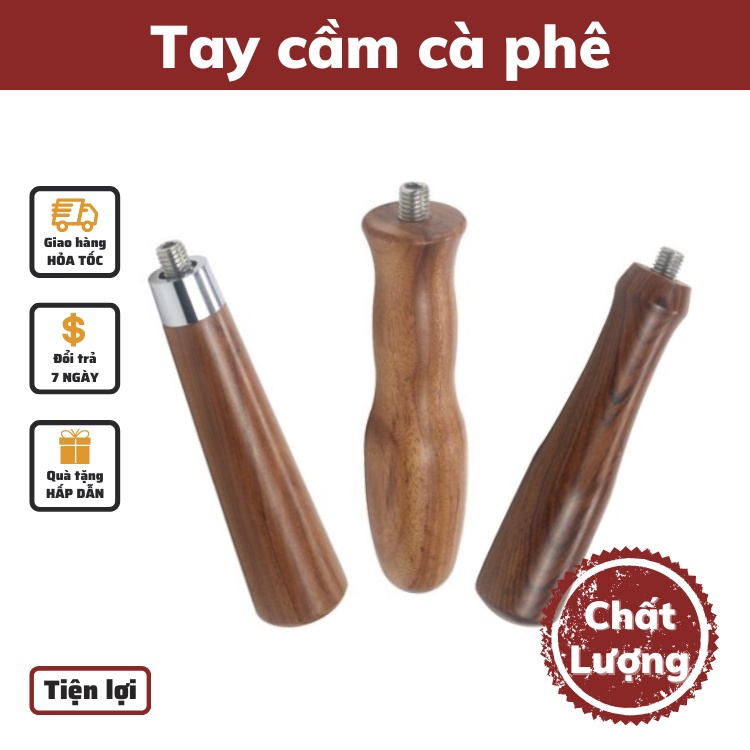 Tay cầm cà phê cán gỗ cẩm lai đẹp mắt 23,5cm mùi hương tự nhiên chống kiến mối đủ size chuyên cho quán bảo hành 1 đổi 1
