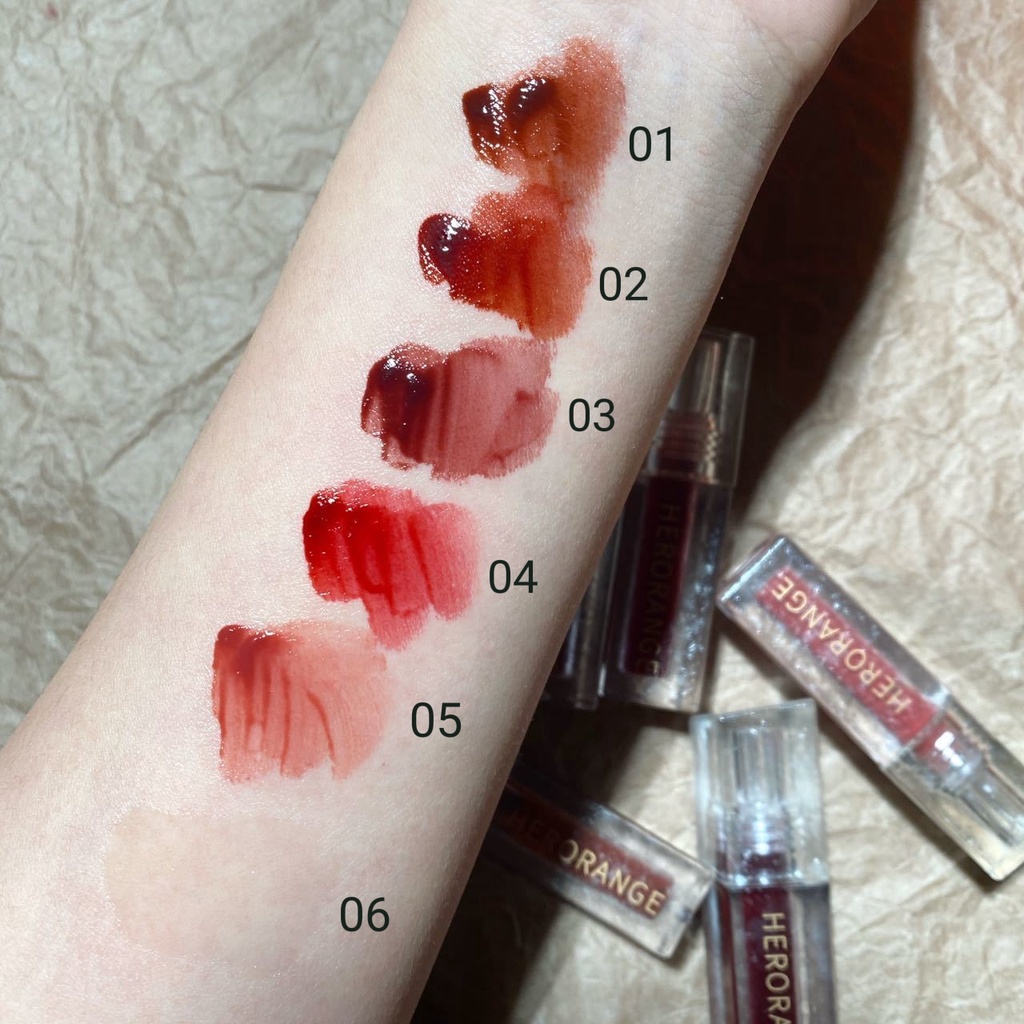 Son kem bóng đá băng HERORANGE mềm mịn căng mọng Ice Flower Lip Glaze Little Devil HERO21 HERO27