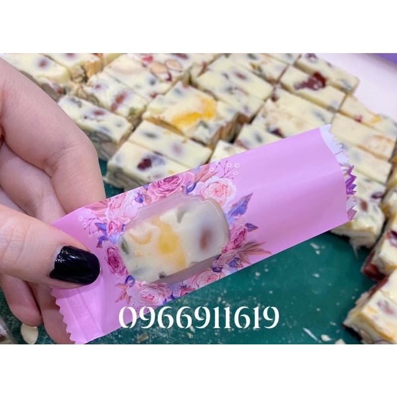 100 vỏ túi kẹo nougat hoa mix 4 màu