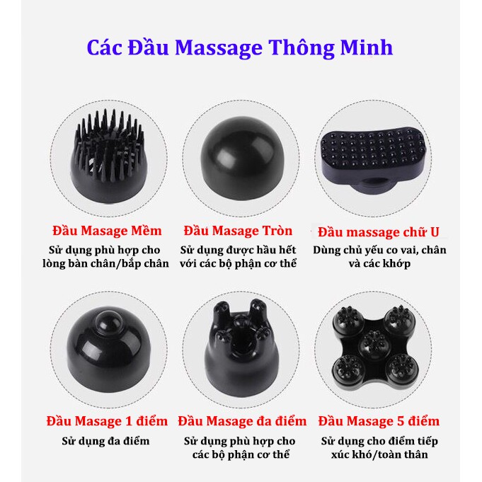 Dụng Cụ Massage Cầm Tay 6 Đầu Riêng Biệt