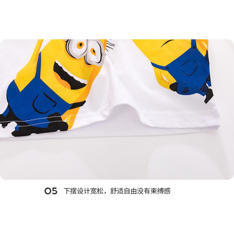 Áo thun cộc tay bé trai chính hãng LITTLE MAVEN - mẫu ATE040 ÁO MÀU TRẮNG IN HÌNH MINION