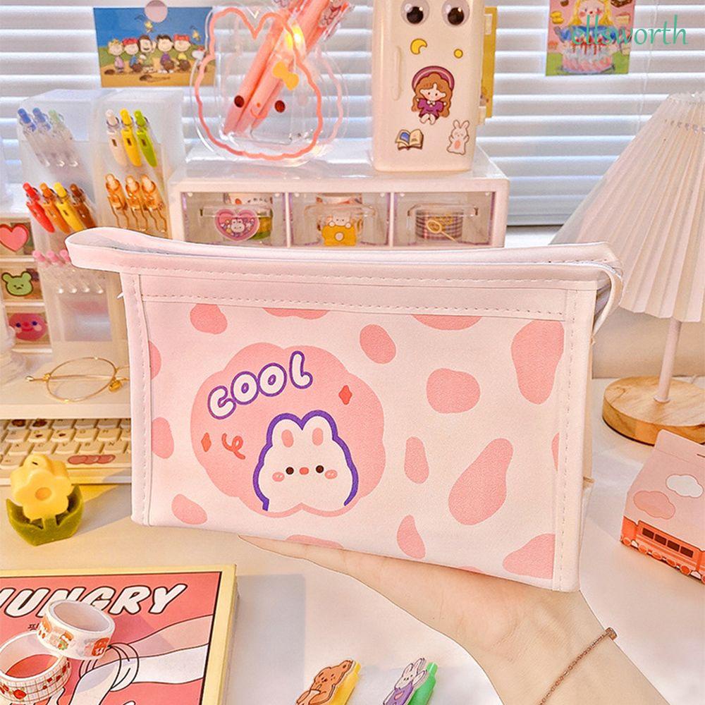 Túi đựng bút/ mỹ phẩm in họa tiết bò sữa dễ thương đa năng tiện dụng