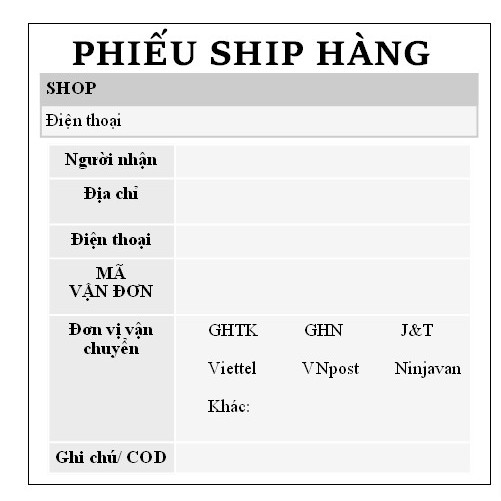 60 phiếu ship hàng 9x9 điền mã vận đơn ( in sẵn thông tin shop, decal sẵn keo) ĐẶT TỐI THIỂU 2 SET