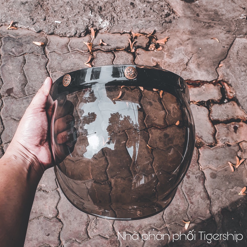 Kính Bubble màu đen siêu đẹp gắn nón 3/4