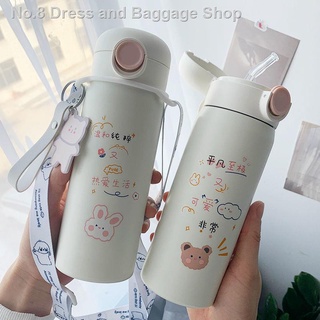 ✇☃Bình Nước Giữ Nhiệt Có Ống Hút Thiết Kế Đơn Giản Dễ Thương Phong Cách Hàn Quốc Cho Học Sinh