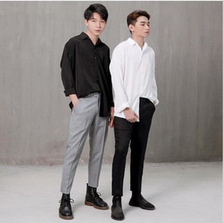 Sơ mi lụa đen dày tay