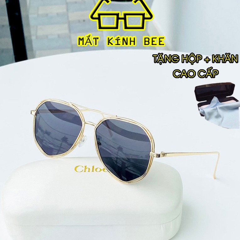 Mắt kính nam thời trang gọng kim loại chống chói, chống tia UV BEE205 tặng hộp + khăn
