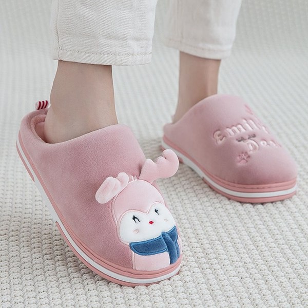 Dép bông bịt đầu unisex mang trong nhà siêu ấm thời trang ulzzang họa tiết Tuần Lộc kute cực Hot TGG-38