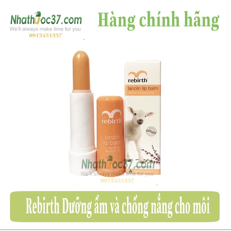 Son dưỡng môi Rebirth, dưỡng môi mềm min, chống nắng cho môi