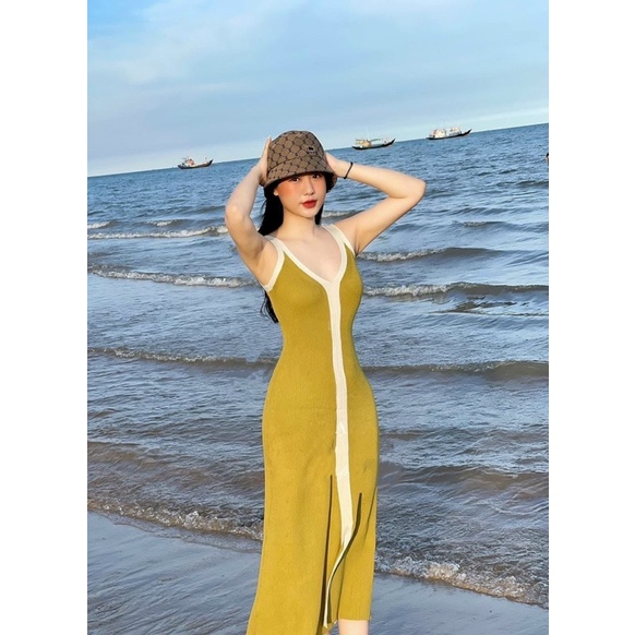 đầm maxi 2s len băng quấn