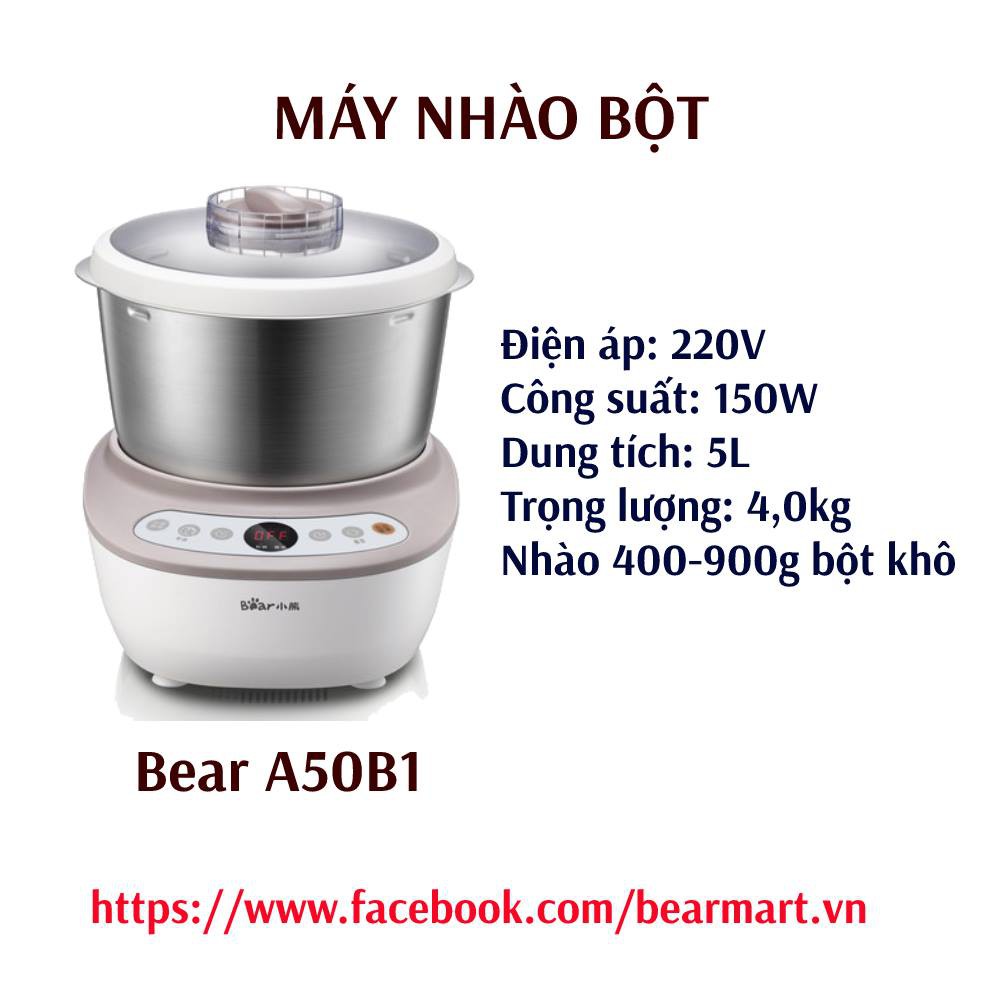 Máy Nhồi Bột Bear 5l 2018 bản nội địa - Hàng Có Sẵn - Bảo Hành 12 Tháng