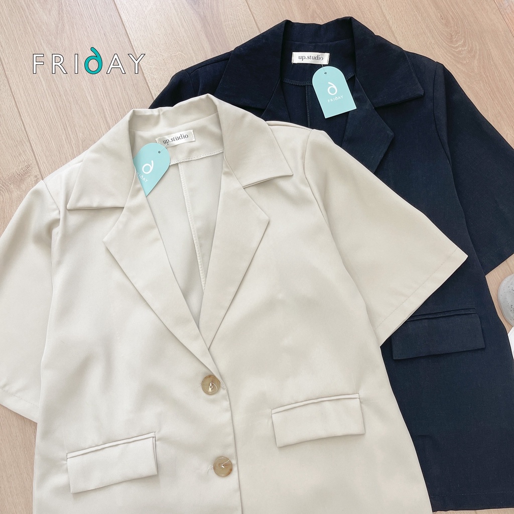 Áo blazer basic cộc tay đệm vai Hàn Quốc Friday 2BD118K | BigBuy360 - bigbuy360.vn