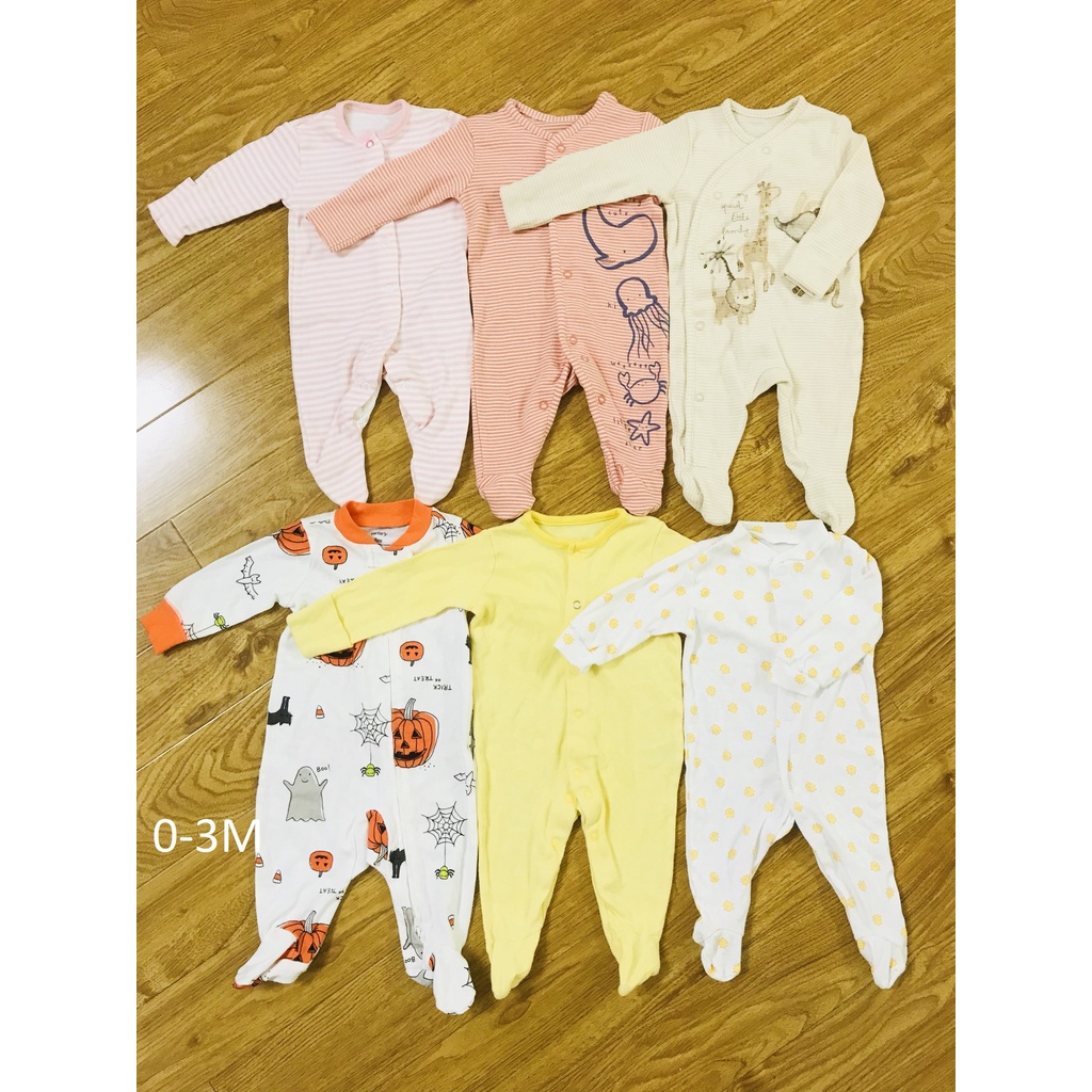 Sleepsuit, bodysleep, bộ body dài tay xuất dư các hãng cho bé từ 0-3m