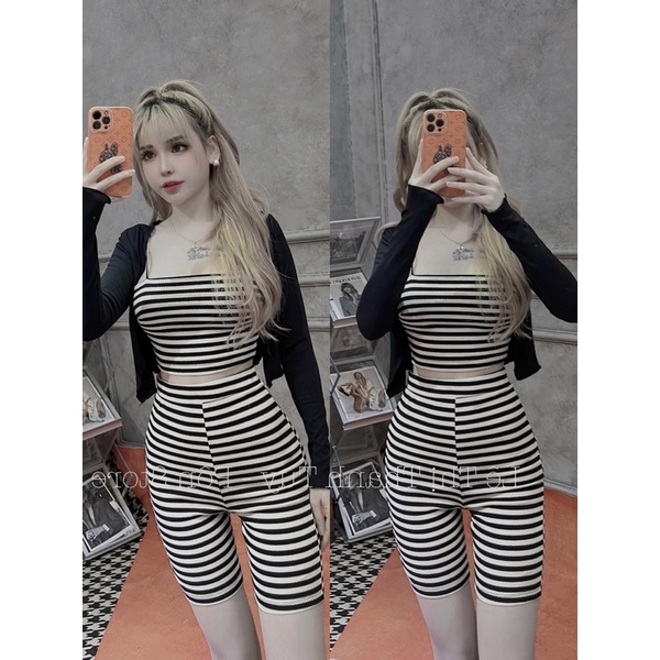 Set Ba Món Áo dây và Quần lửng kèm áo khoác ngoài