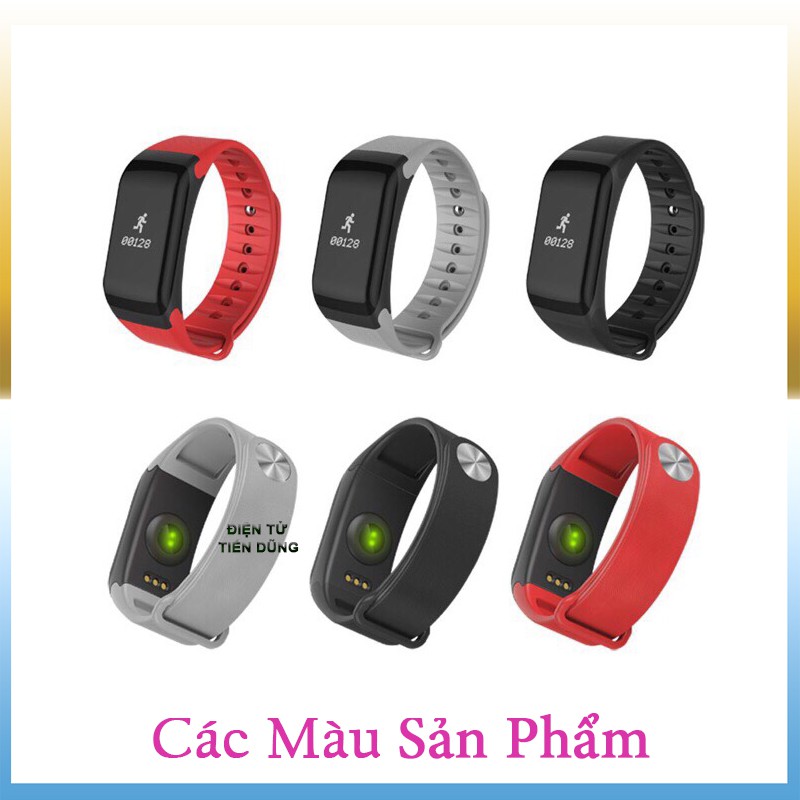 Vòng đeo tay thông mình F1 chống nước theo dõi sức khỏe hỗ trợ các chức năng thể thao, màn hình cảm ứng có màu