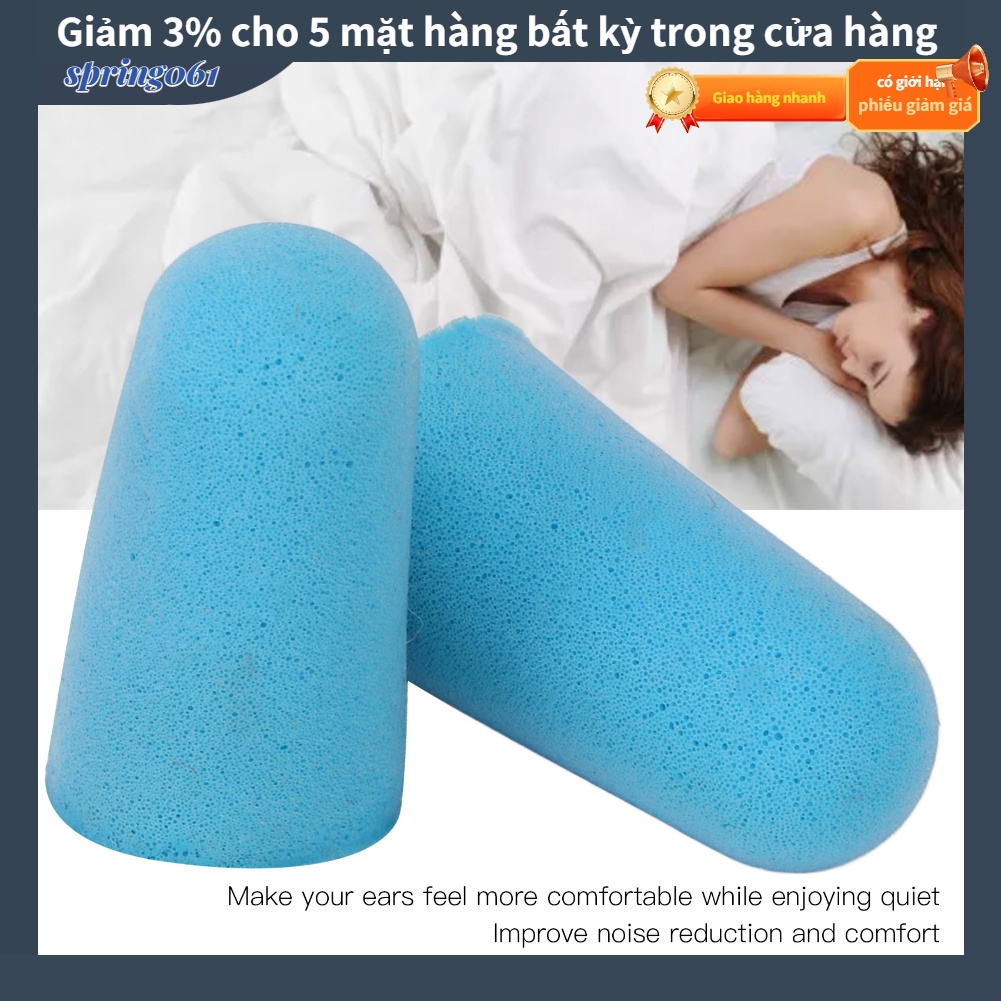Hàng giao ngay 2 cái Nút tai Bọt biển Cách âm Cách nhiệt Chống ồn Gia đình Spring061