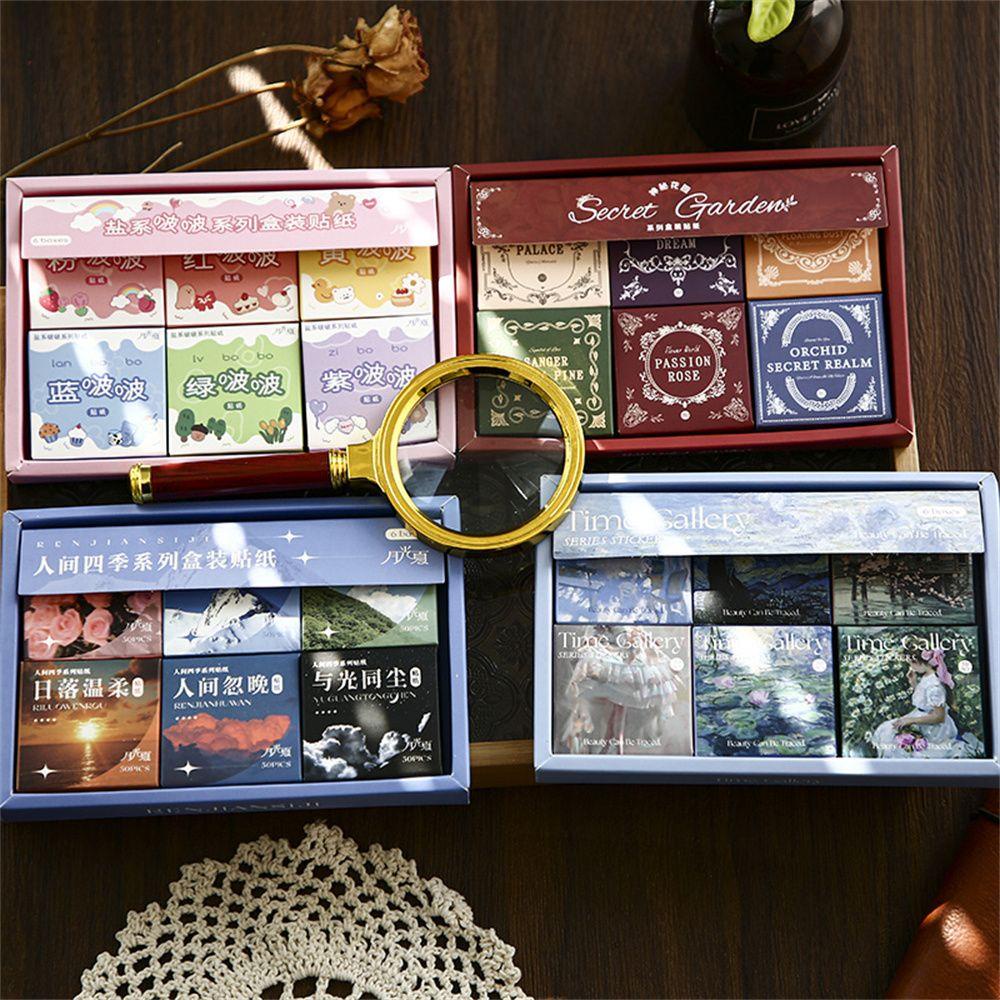 Set 300 Miếng Dán Trang Trí Điện Thoại / Nhật Ký Hình Phong Cảnh Dễ Thương