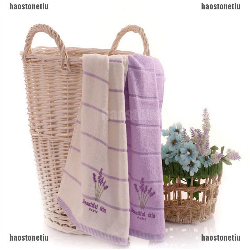 (tiu) Khăn Tắm / Tay Cotton Mềm Mại Thêu Hoa Oải Hương Thơm