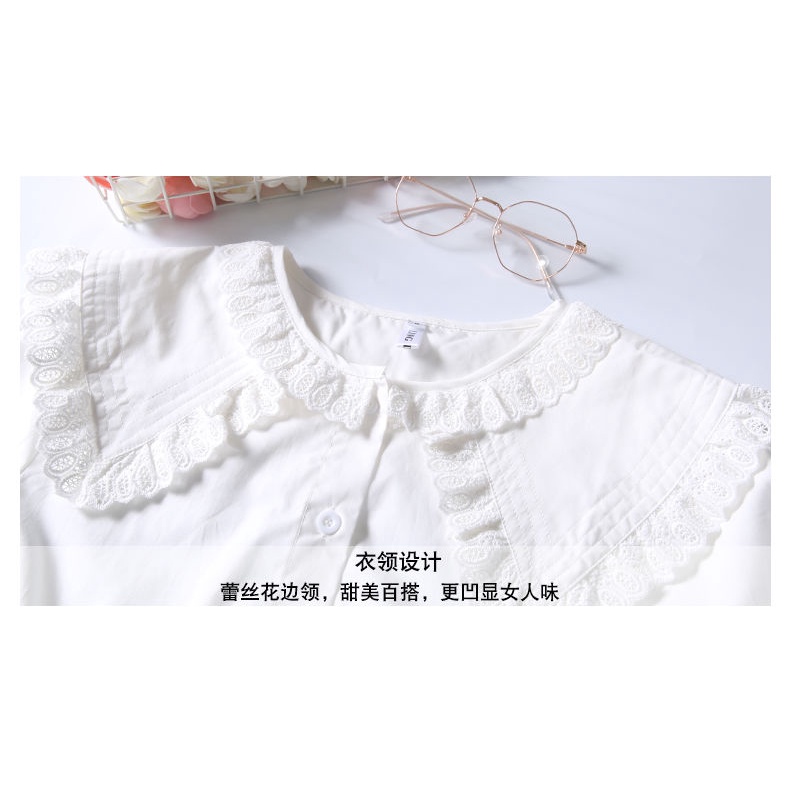 Áo sơ mi trắng tay dài cổ búp bê thời trang xuân thu cho bé gái