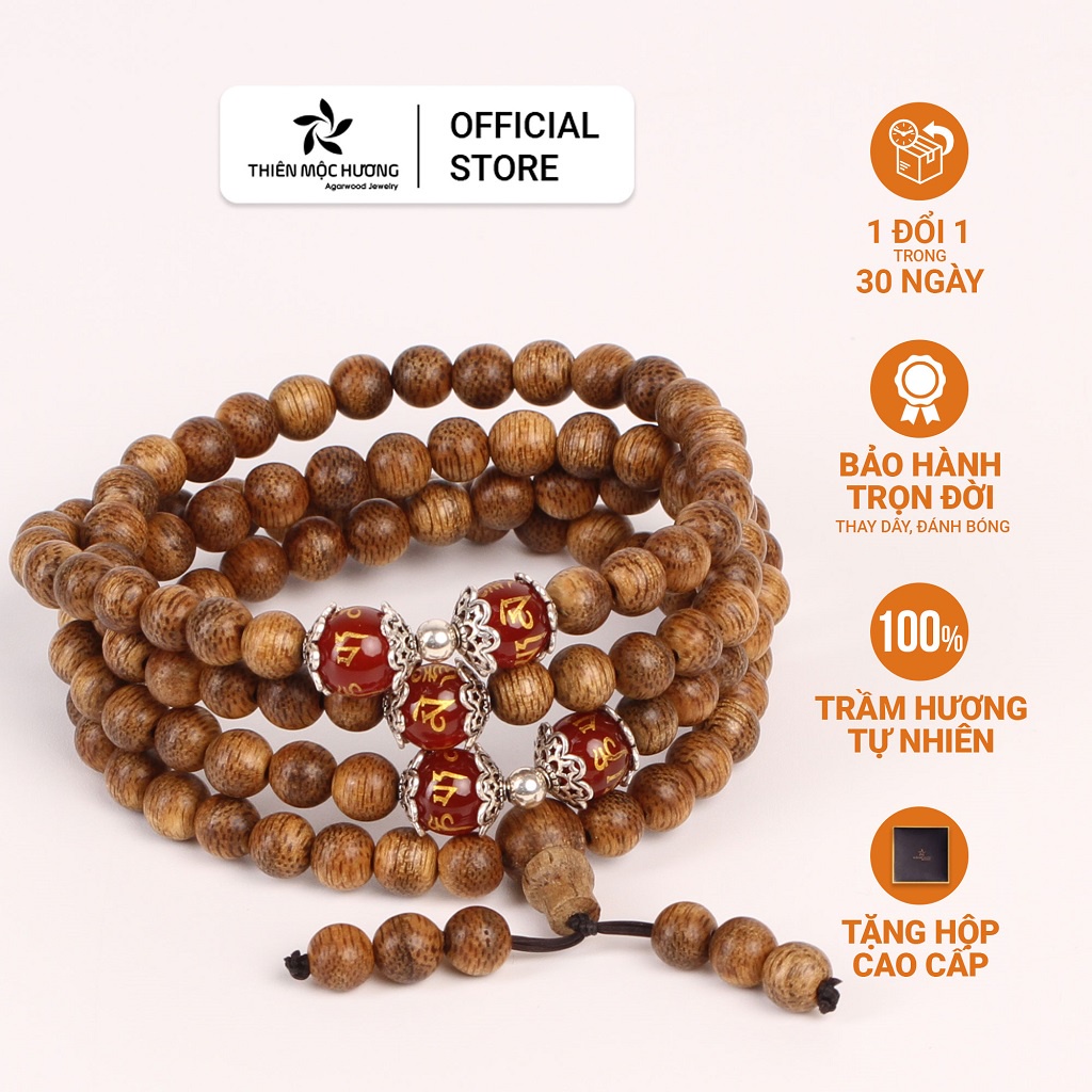 Vòng trầm hương 108 hạt Đại Minh Ngũ Ngọc THIÊN MỘC HƯƠNG trầm tốc tự nhiên bình an hạnh phúc