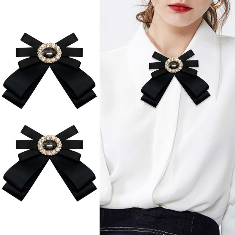 Cài Áo Hình Nơ Đính Đá Pha Lê Phong Cách Vintage