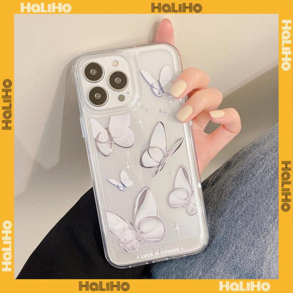 iPhone Case Clear Case Soft Thick TPU Shockproof HD Protection Camera Plating Button Gradient Butterfly For iPhone 13 Pro Max iPhone 12 Pro Max iPhone 11 iPhone 7 Plus