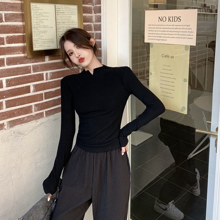 Áo Kiểu Tay Dài Cổ Lọ Có Mút Đệm Thời Trang Mùa Đông Cho Nữ