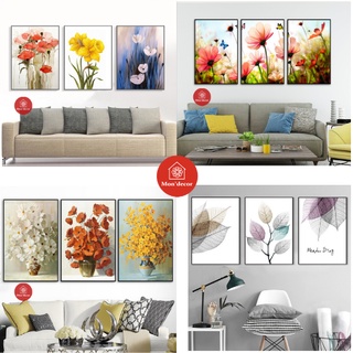 Tranh trang trí, tranh treo cầu thang trang trí phòng 3 bức Mon'decor khung nổi siêu bền tặng kèm đinh
