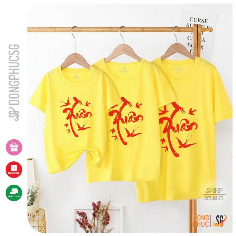 Áo thun Tết mẫu chữ Xuân nổi bật đồ đồng phục cho gia đình hội nhóm thun cotton mềm mịn SGY156 DONGPHUCSG