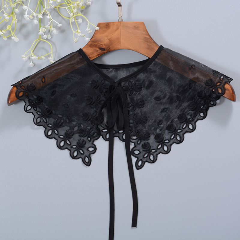 Cổ áo giả thêu hoa thiết kế hai lớp phong cách châu Âu cho nữ