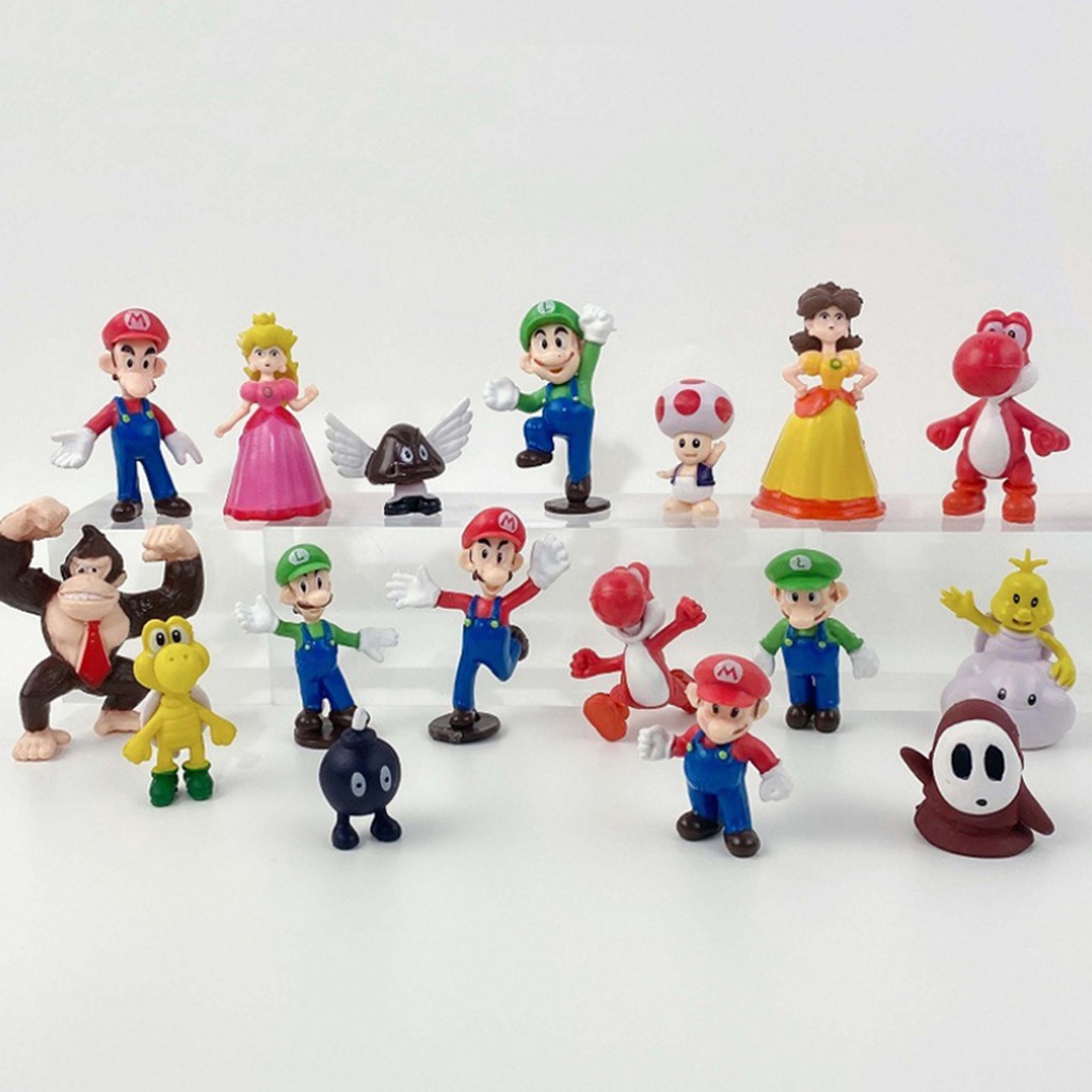 Bộ đồ chơi 17 mô hình nhân vật Game Super Mario (mẫu 02) cao 4-9 cm giá rẻ nhựa PVC màu đẹp cho bé nhập vai - New4all