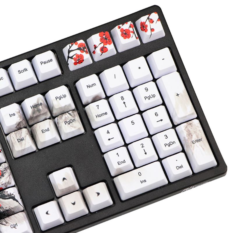 zzz* 5 Sides Dye-Sublimation 108 Keys PBT OEM Profile Keycap Wangjiang Plum Blossom