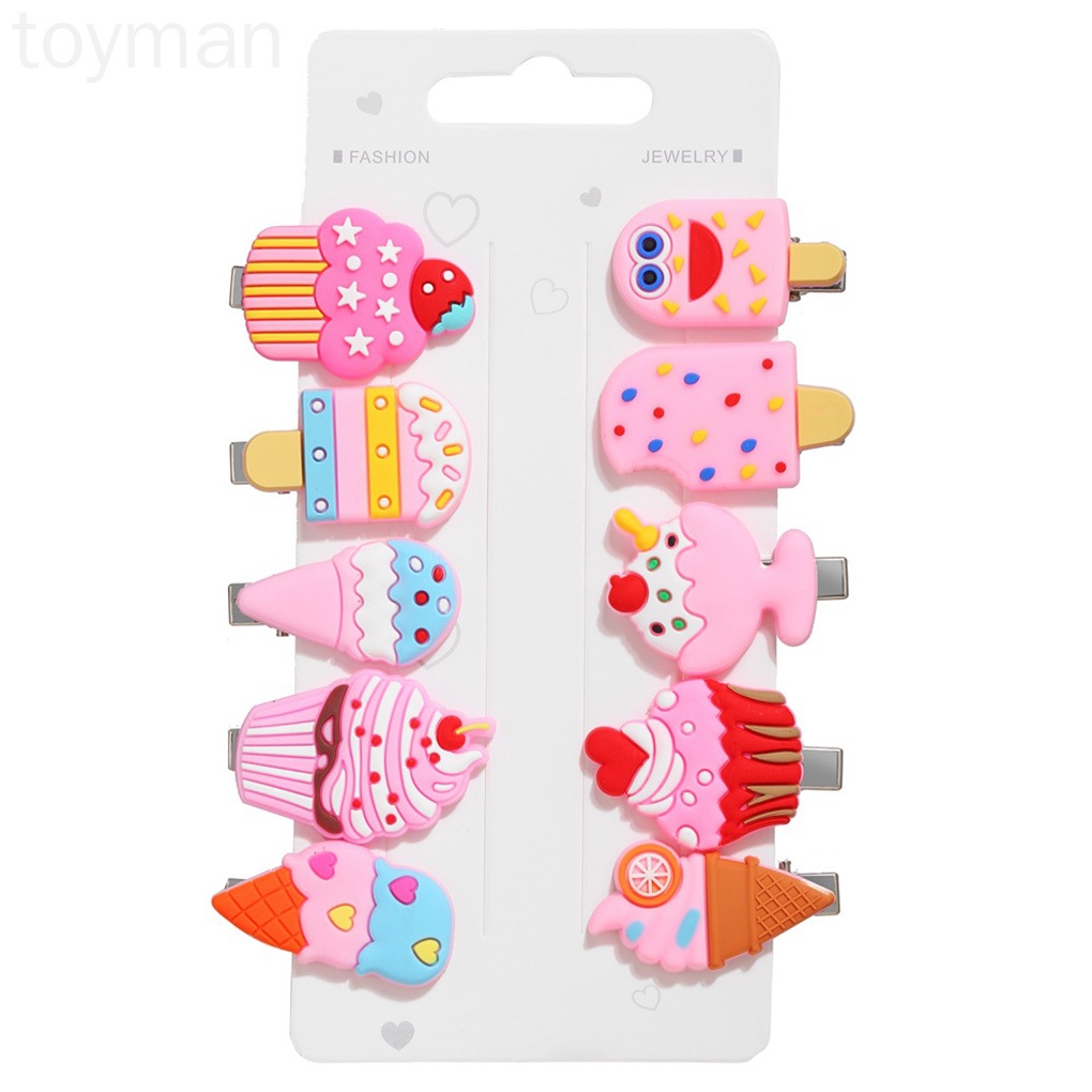 Set 10 Kẹp Tóc Kim Loại Họa Tiết Hoạt Hình Cho Bé