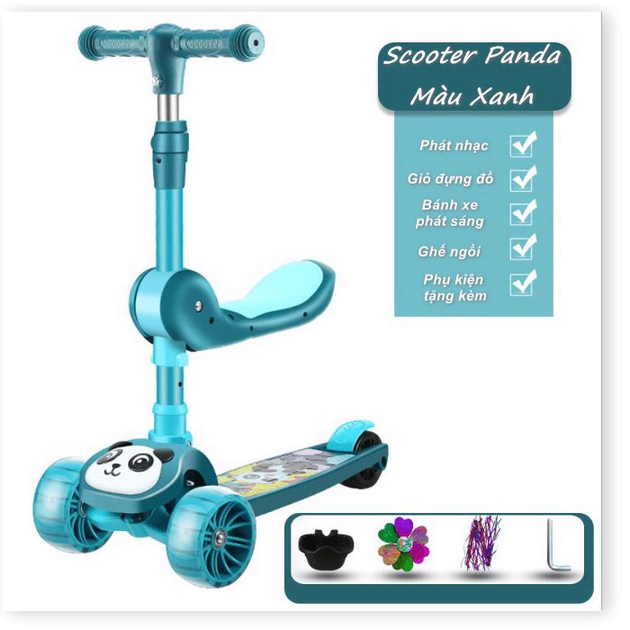 Worldmart - Xe Scooter PANDA 3In1 Chồi Chân, Có Nhạc