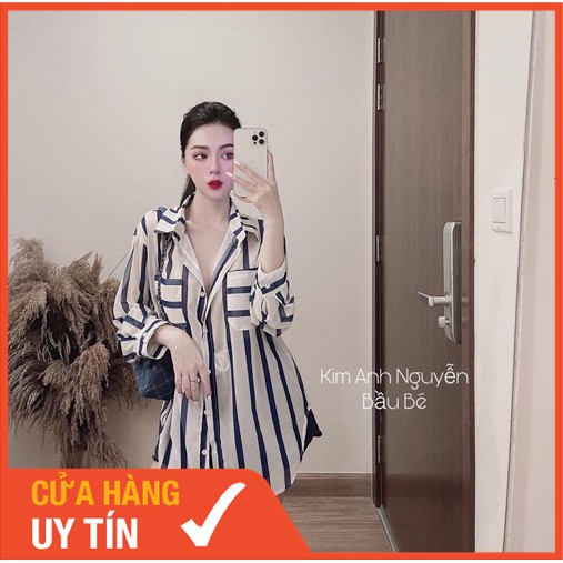 ÁO SƠ MI SỌC KẺ TẰM ĐÁP TÚI CHO NỮ