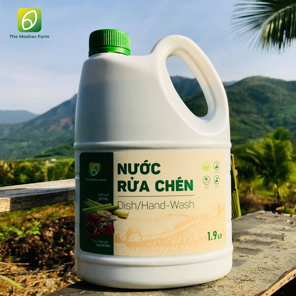 Nước rửa chén bồ hòn The Moshav Farm can 1.9l - (SP hữu cơ - 100% tự nhiên) - Đặc biệt an toàn cho da nhạy cảm