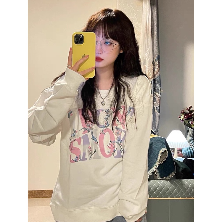 NRVP Áo Hoodie Dáng Rộng Thời Trang Hàn Quốc Đơn Giản Cá Tính Cho Nữ