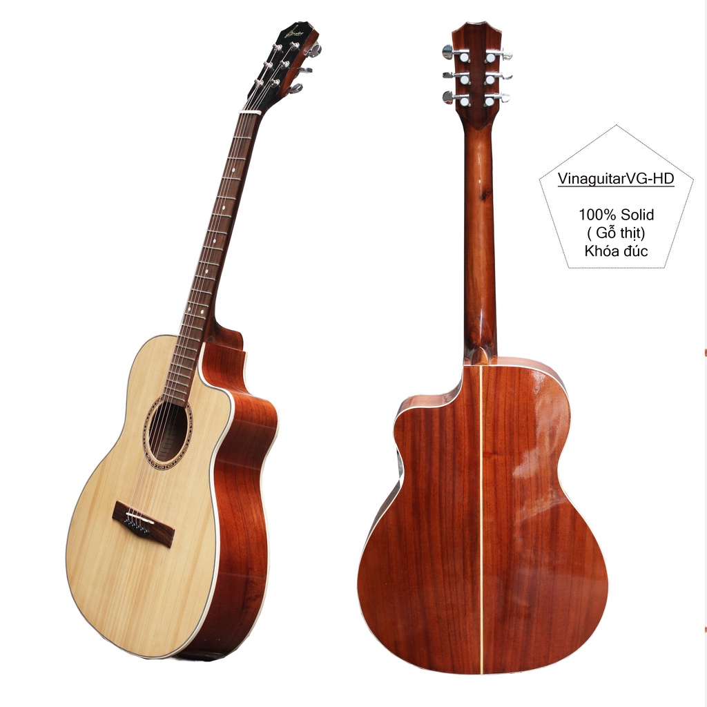Đàn Guitar Acoustic Gỗ Thịt VG-HD FULL SOLID Gỗ Thịt 100% - Vinaguitar- guitar acoustic classic gỗ thịt khóa đúc