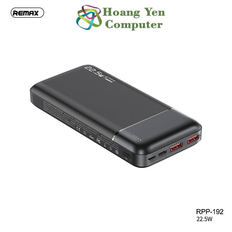 Sạc Dự Phòng Remax RPP-192 20000Mah (Sạc Nhanh QC3.0 18W, 22.5W, PD 18W, VOOC 2.0) - BH 1 Năm