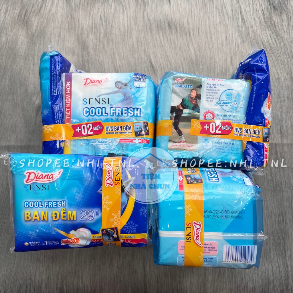 Gói 20 Miếng Băng Vệ Sinh Diana Sensi Cool Fresh Siêu Mát Siêu Mỏng Cánh - NHI.TNL