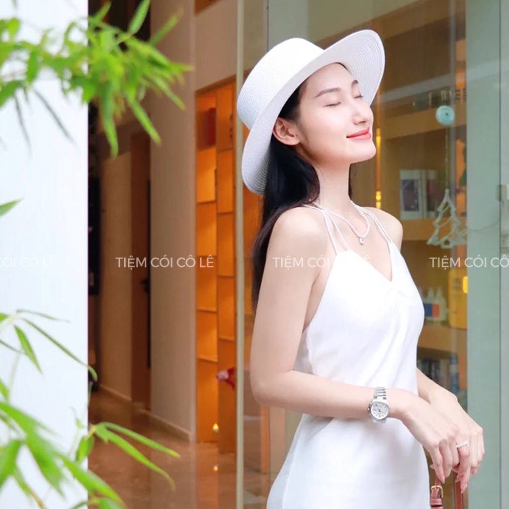 Nón gaucho phối đai hạt trai sang chảnh phù hợp đi biển, chụp ảnh - Tiệm Cói Cô Lê