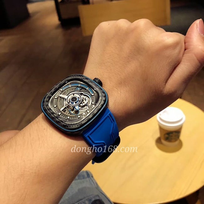 Đồng Hồ Nam, , Đồng Hồ Cơ Automatic , Mặt Vuông, Dây cao su, bảo hành 24 tháng - donghokinhmat168