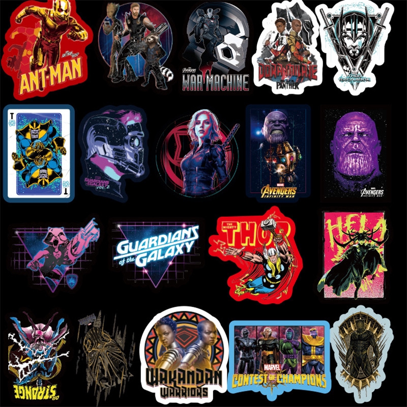 Set 100 sticker dán hình nhân vật siêu anh hùng Marvel chống thấm nước